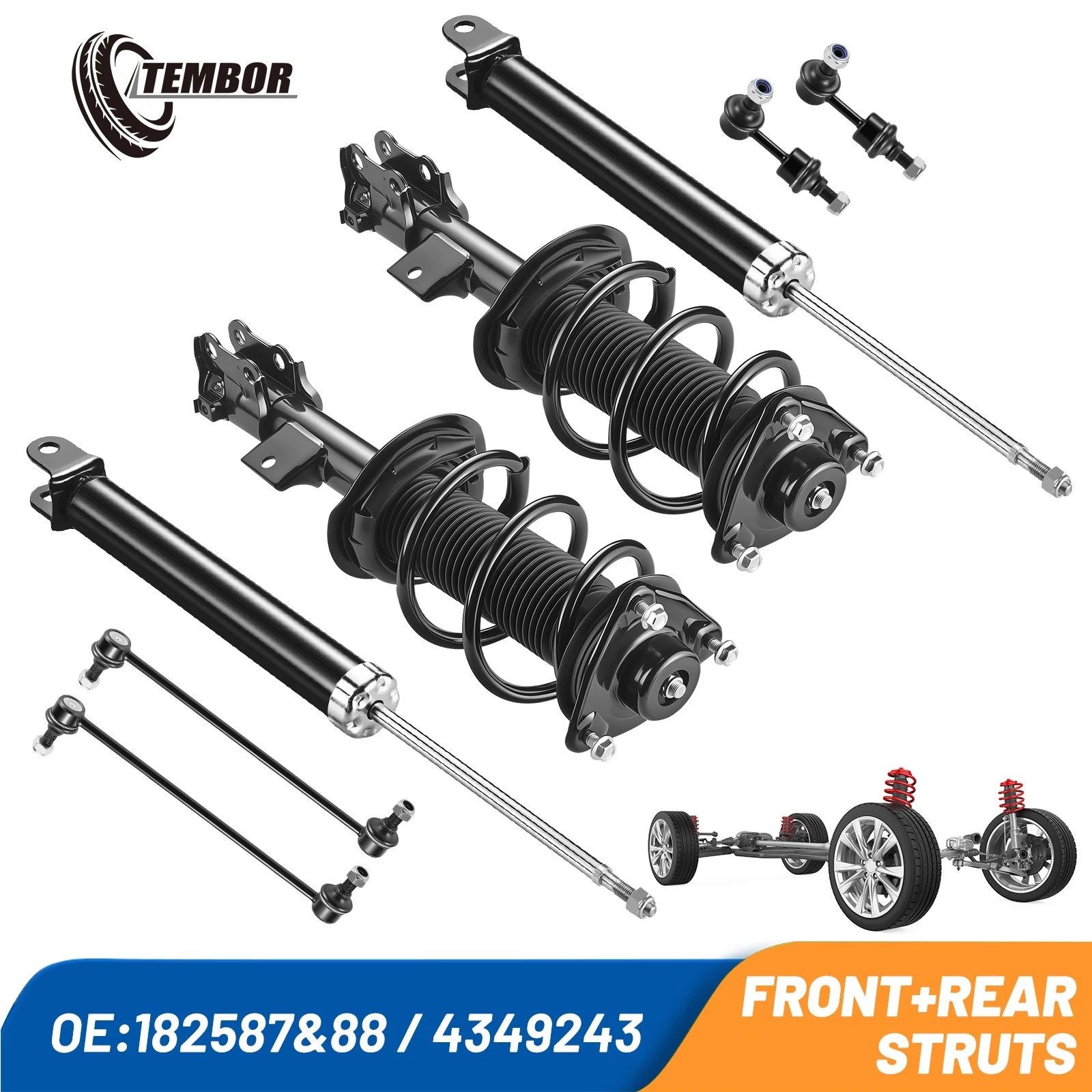 Front Struts Rear Shocks Sway Bars for Hyundai Sonata 2012-2014 Kia Optima 2012-2015