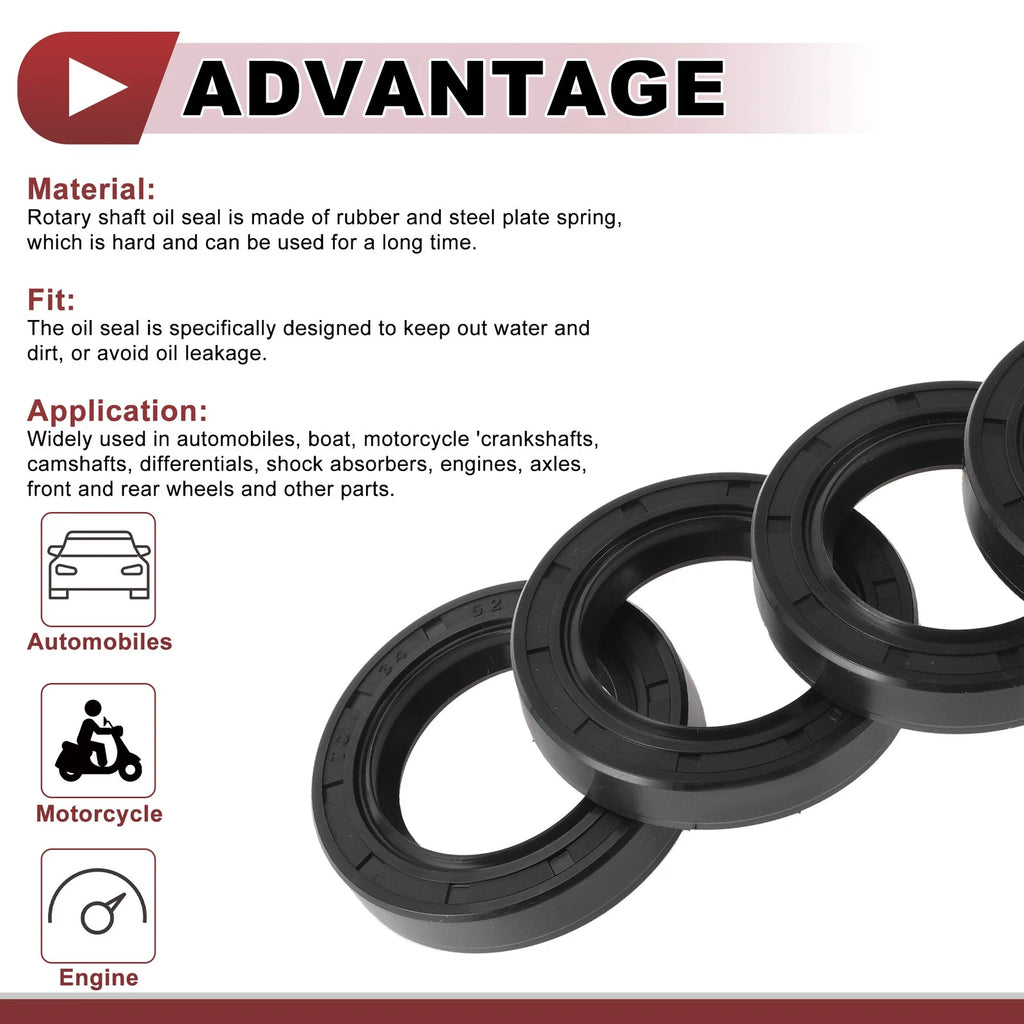 Set of 5 Rotary Shaft Oil Seals 34x52x10mm Nitrile Rubber 672668828663