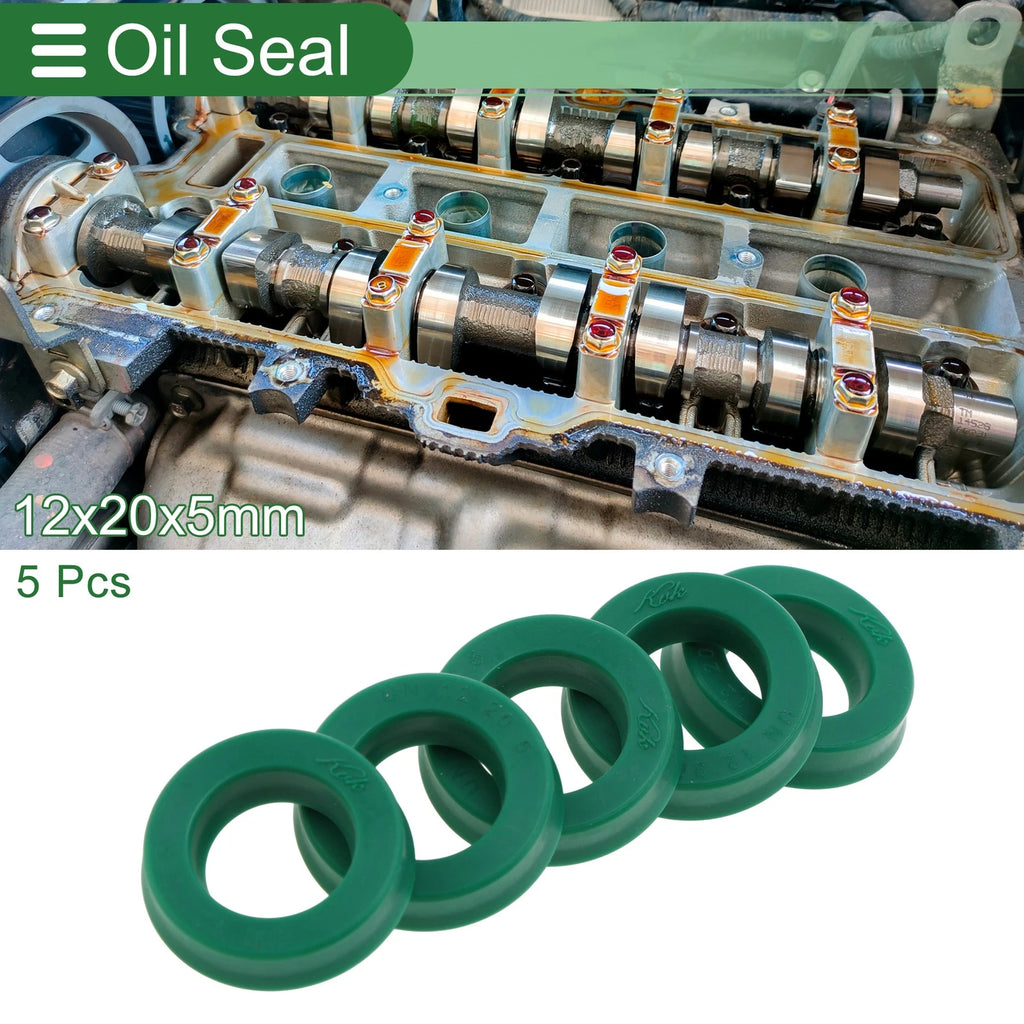 Set of 5 Oil Seal Rotary Shaft Seal 12x20x5mm High Pressure Green