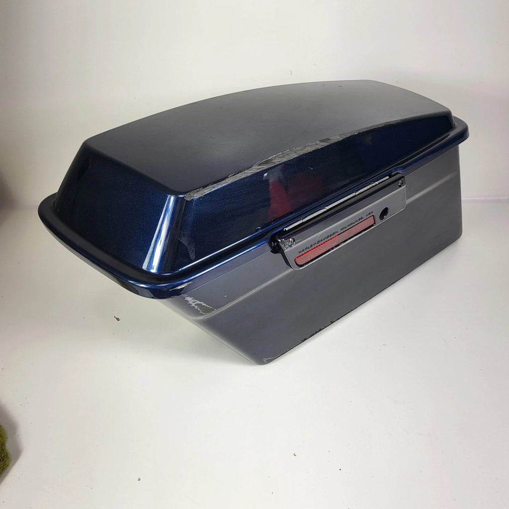 Left Blue Saddlebag with Lid and Hardware for Harley-Davidson Touring (1993–2013)