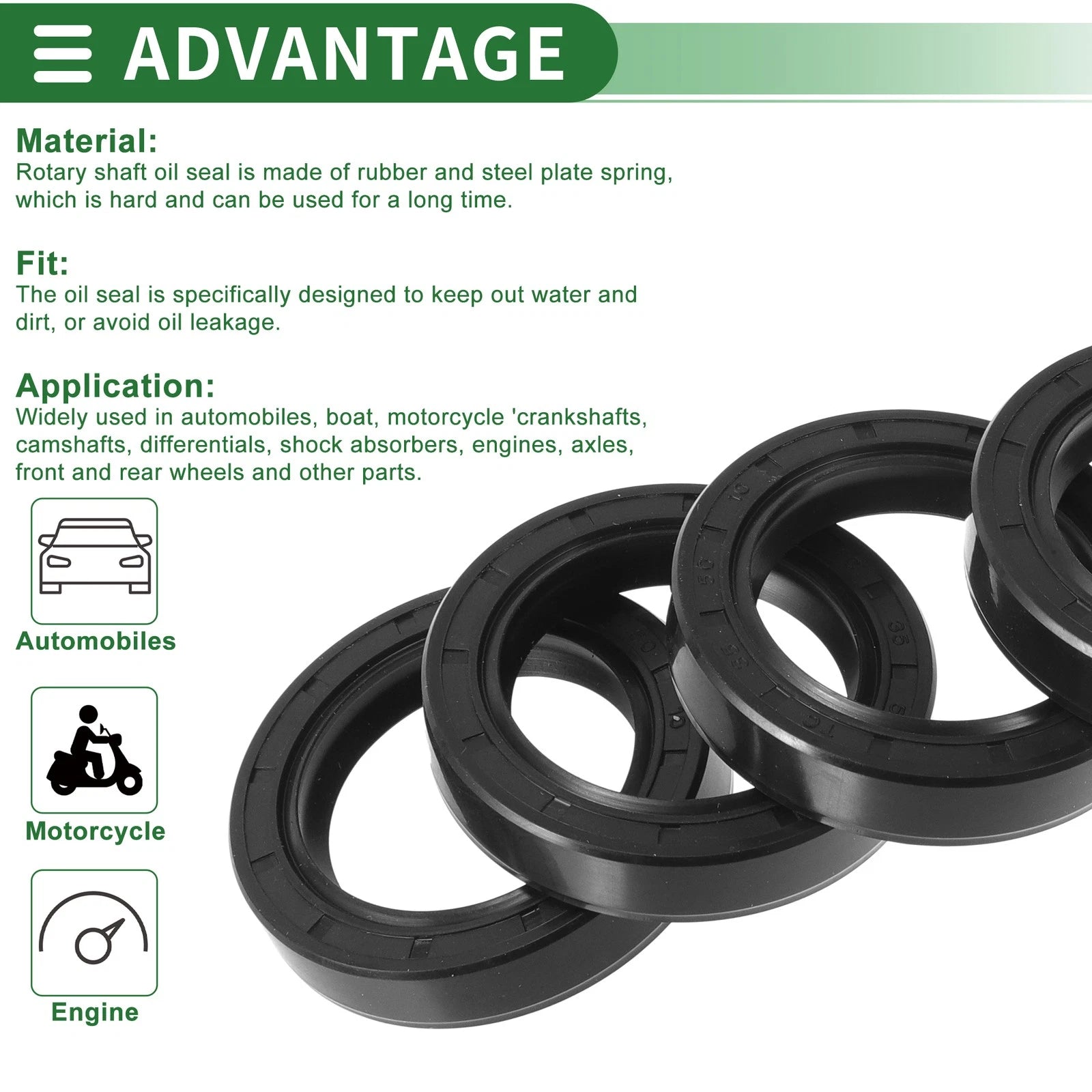 Set of 5 Oil Seal Rotary Shaft Seal NBR Rubber 35x50x10mm for Various Models