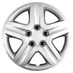 Wheel Cover Hubcaps Push-On 5-Spoke Silver Set for Universal Fit (2000–2025)