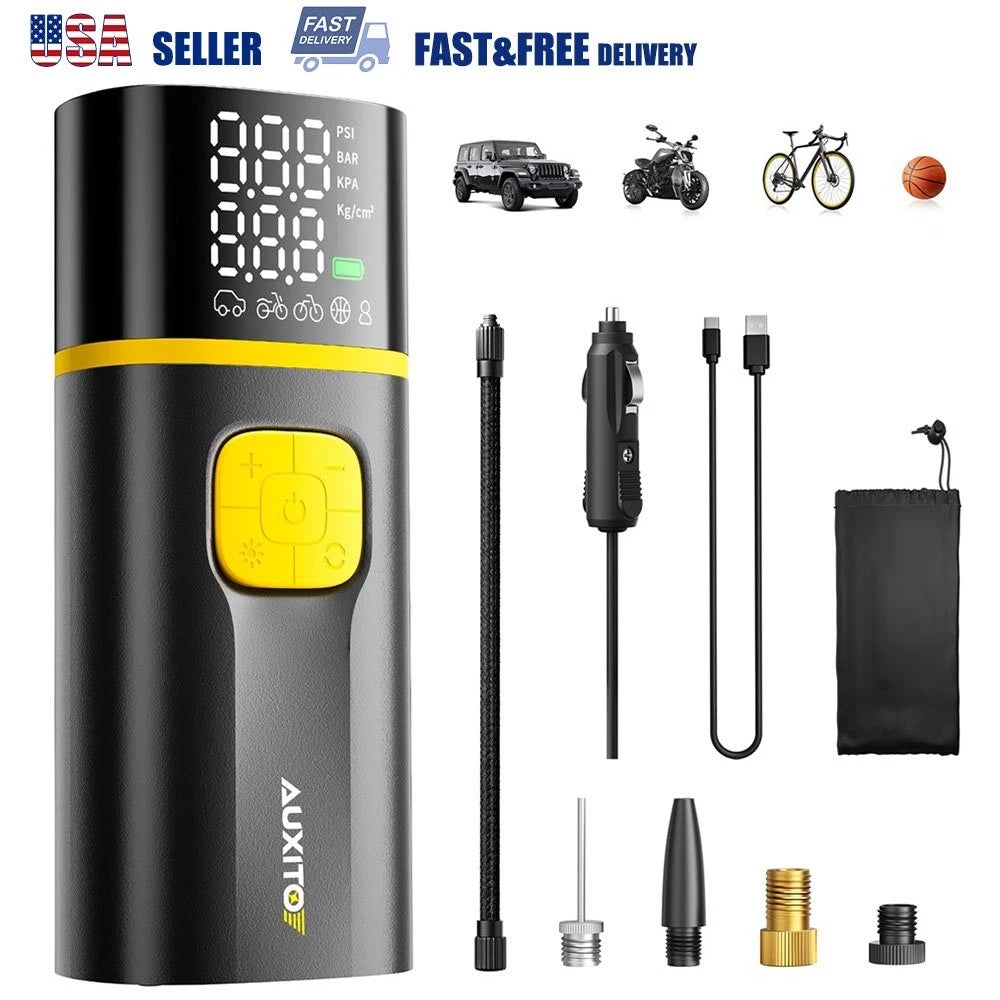 150 PSI Air Compressor Tire Inflator for Car Moto Bike Tires (Portable)