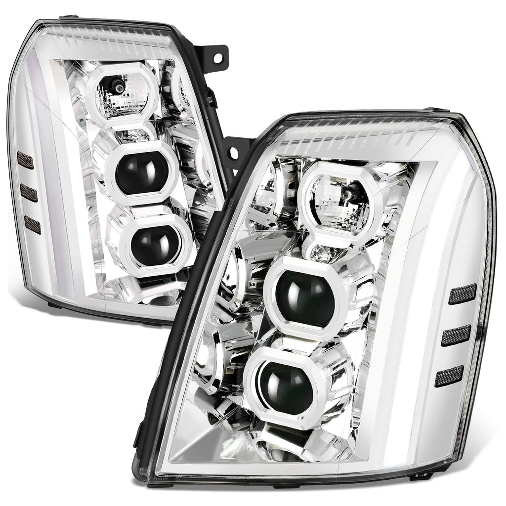 Projector Switchback Headlights for Cadillac Escalade ESV EXT (2007–2014) Chrome/Clear