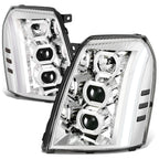 Projector Switchback Headlights for Cadillac Escalade ESV EXT (2007–2014) Chrome/Clear