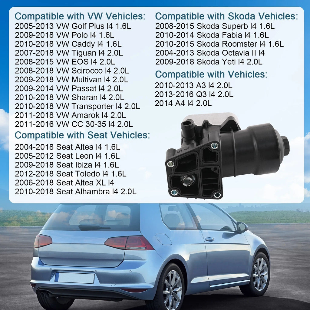 Oil Filter Housing with Filter & Cooler for VW Passat TDI (2012-2014)