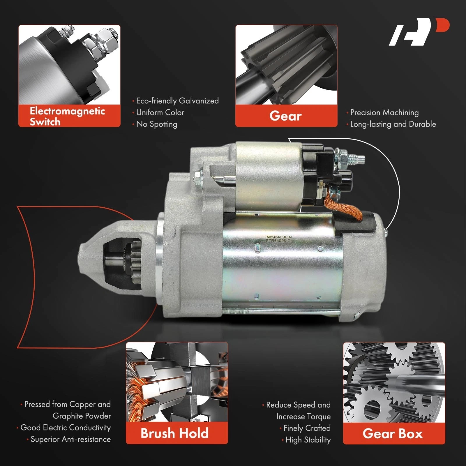 Starter Motor for Jeep Cherokee KL (2015–2022) V6 3.2L 12V