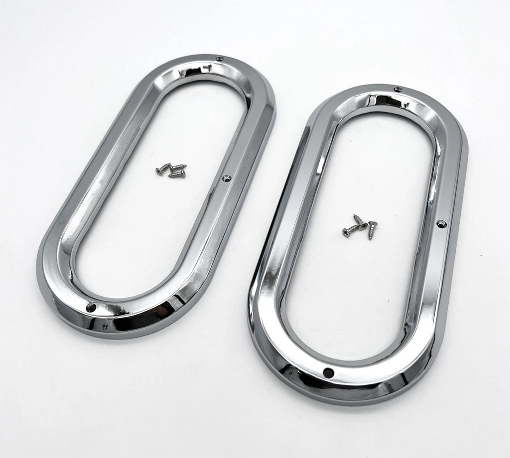 Chrome Semi Truck Trailer Light Bezels for 6 Inch Oval Lights (Qty 1)