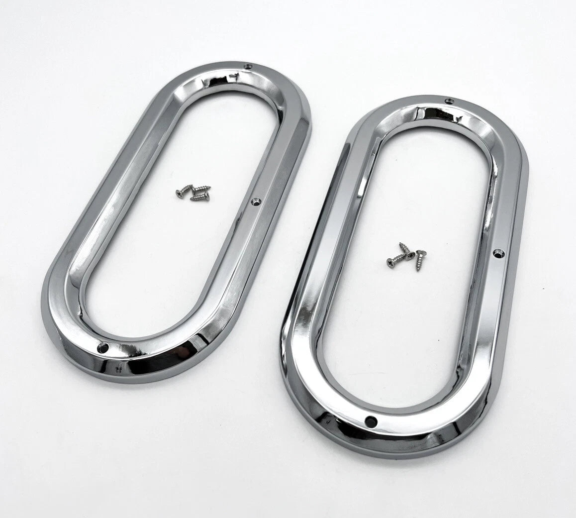 Chrome Semi Truck Trailer Light Bezels for 6 Inch Oval Lights (Qty 1)