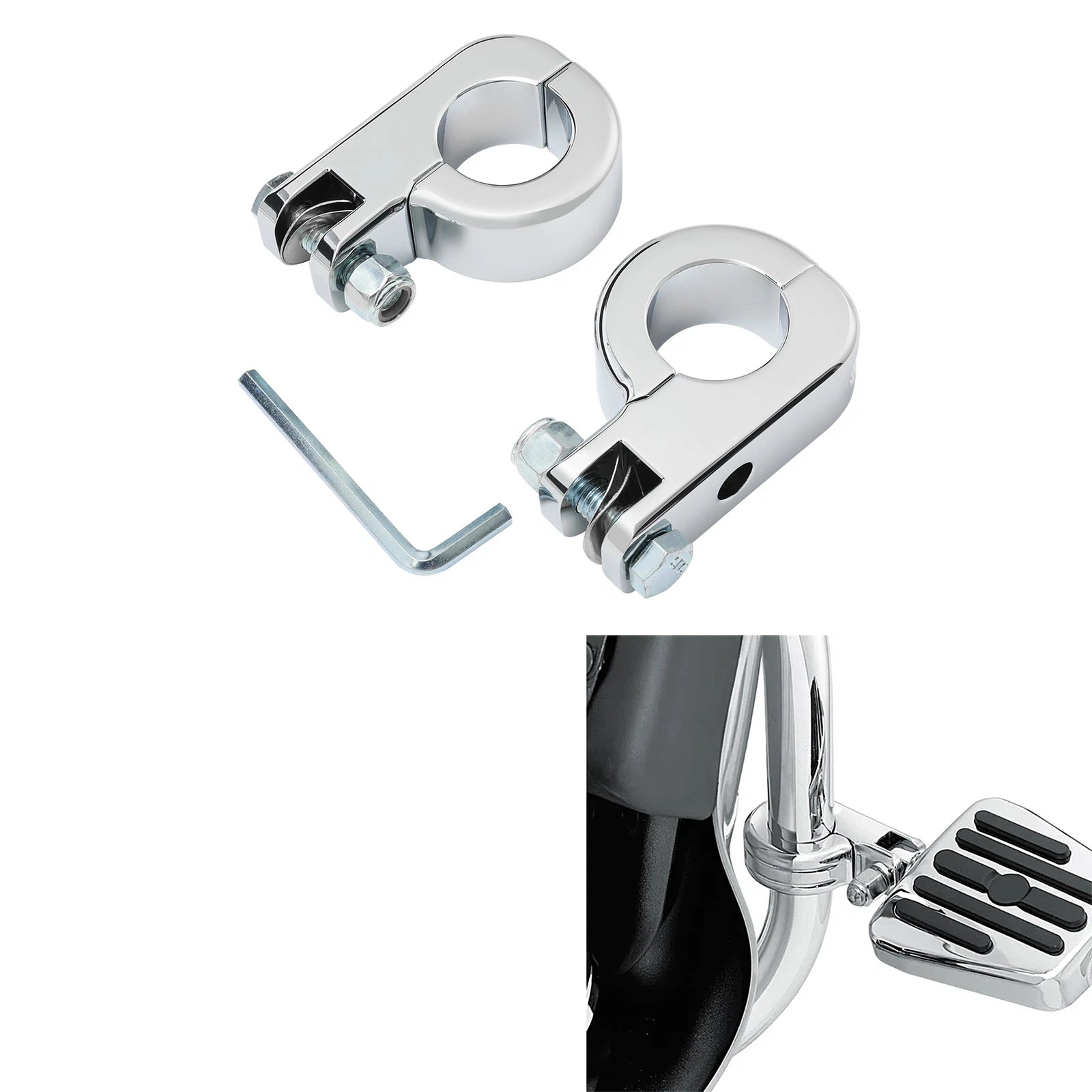 Chrome Foot Pegs Mounting Kit for Harley Touring (1-1/4")