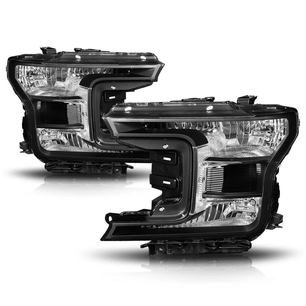 2X Black Housing Bumper Headlight Clear Side Corner Lamps for Ford F150 (2018–2020)