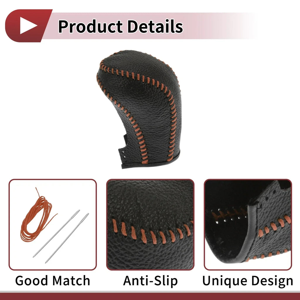 Car Gear Shift Knob Cover for Hyundai Tucson 2015-2018 Black Brown Faux Leather