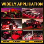 Set of 8 Red LED Rock Lights for Off-Road Vehicles