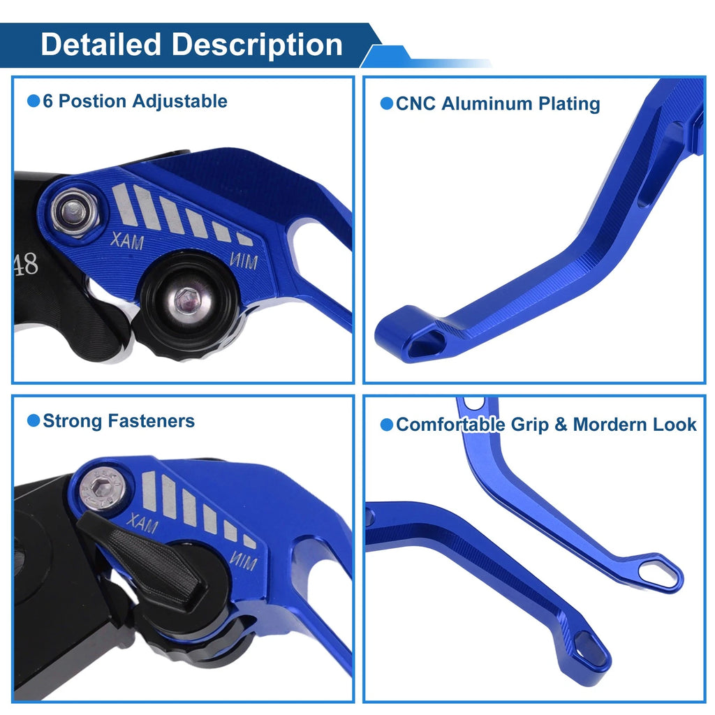 Short Brake Clutch Levers for Suzuki GSX-8S (2023–2025) - Solid Blue, 1 Pair