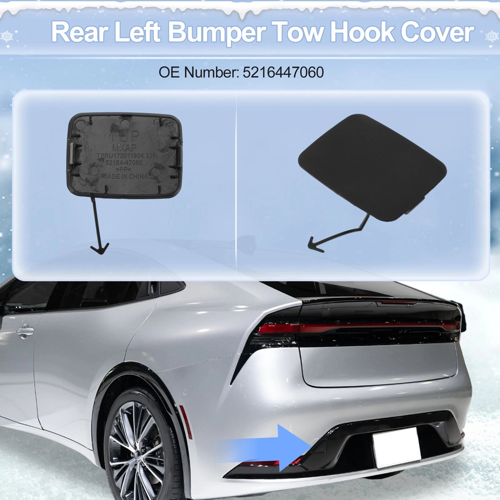 Left Rear Tow Hook Cover Cap for Toyota Yaris (2003–2005) No. 5272152010