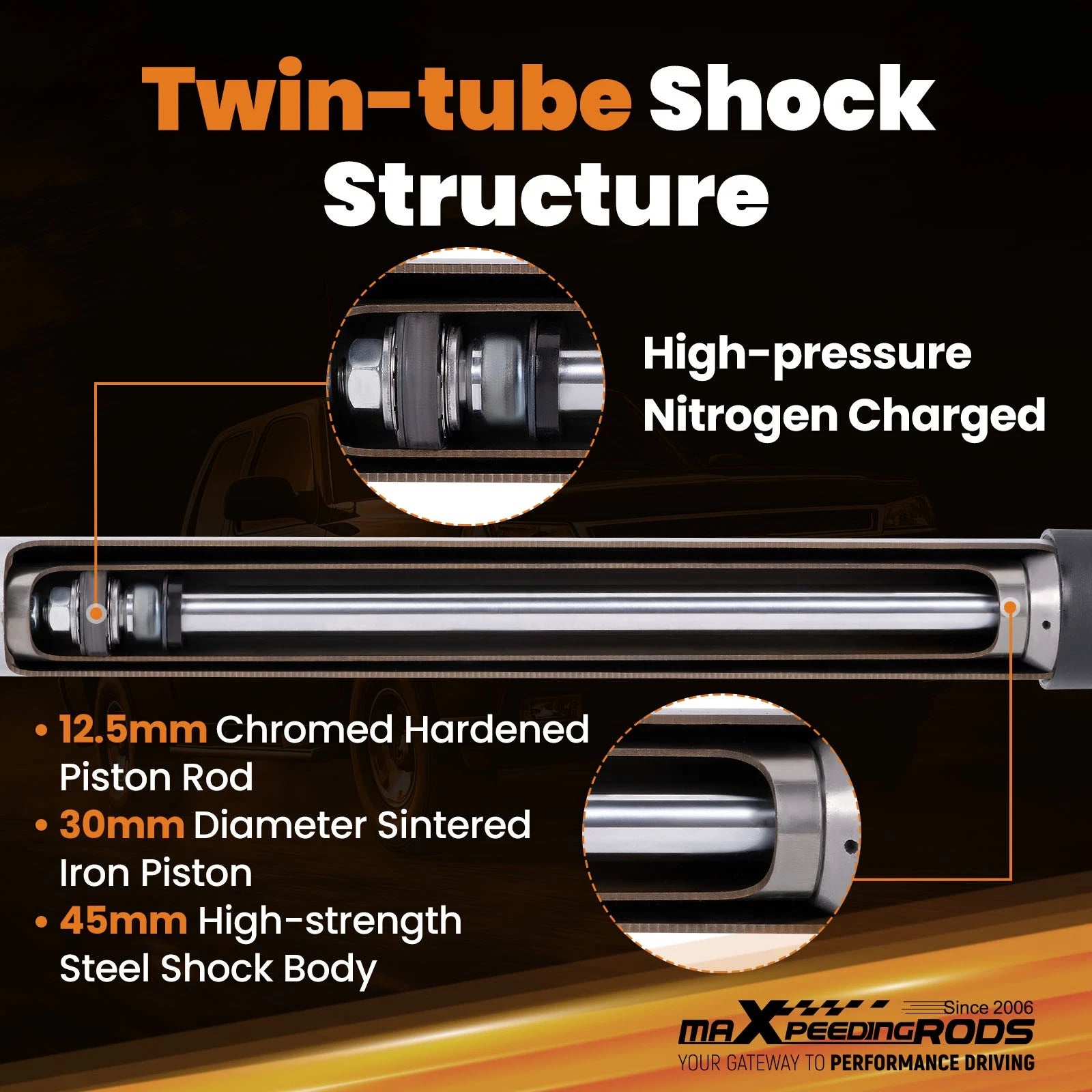 Lowering Shocks Set for Chevy/GMC 1999–2006 (F2"-5", R2"-4" Drop Kit)