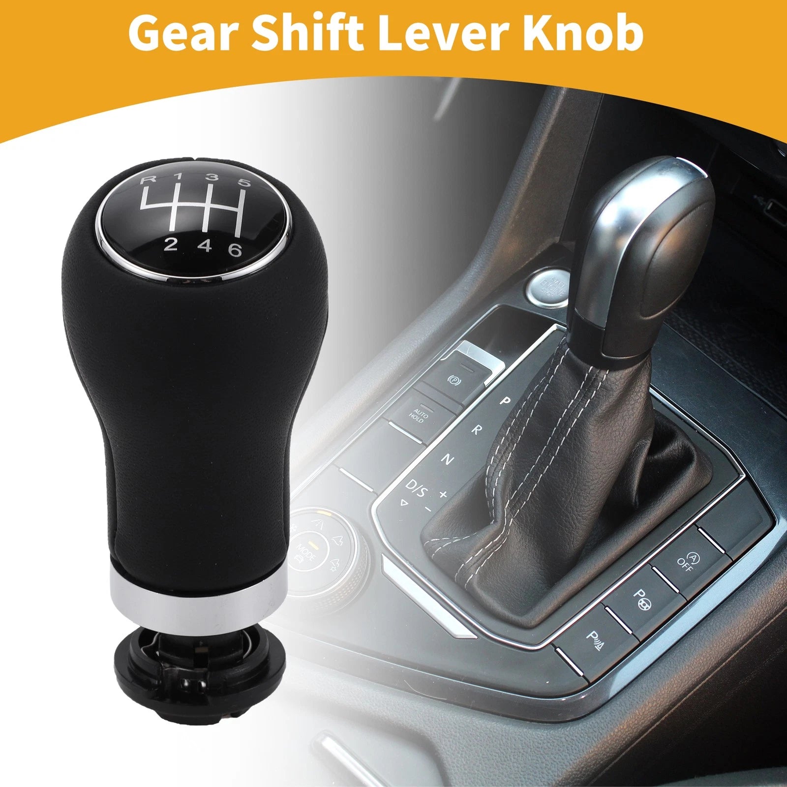 6 Speed Manual Gear Shift Knob for Audi A3 (2008–2013) Plastic Faux Leather Black