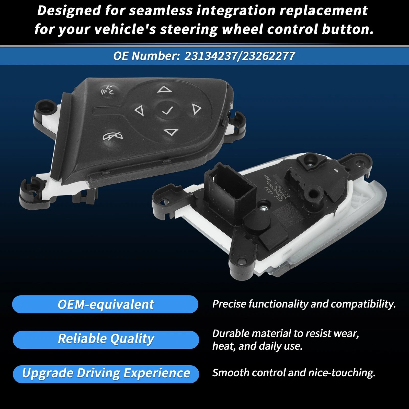 Right Steering Wheel Audio Phone Control Switch for Silverado Sierra (2014–2019) No. 23134237