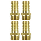 Set of 4 Brass Hose Fitting Adapters 3/4 NPT Male to 3/4 Barb