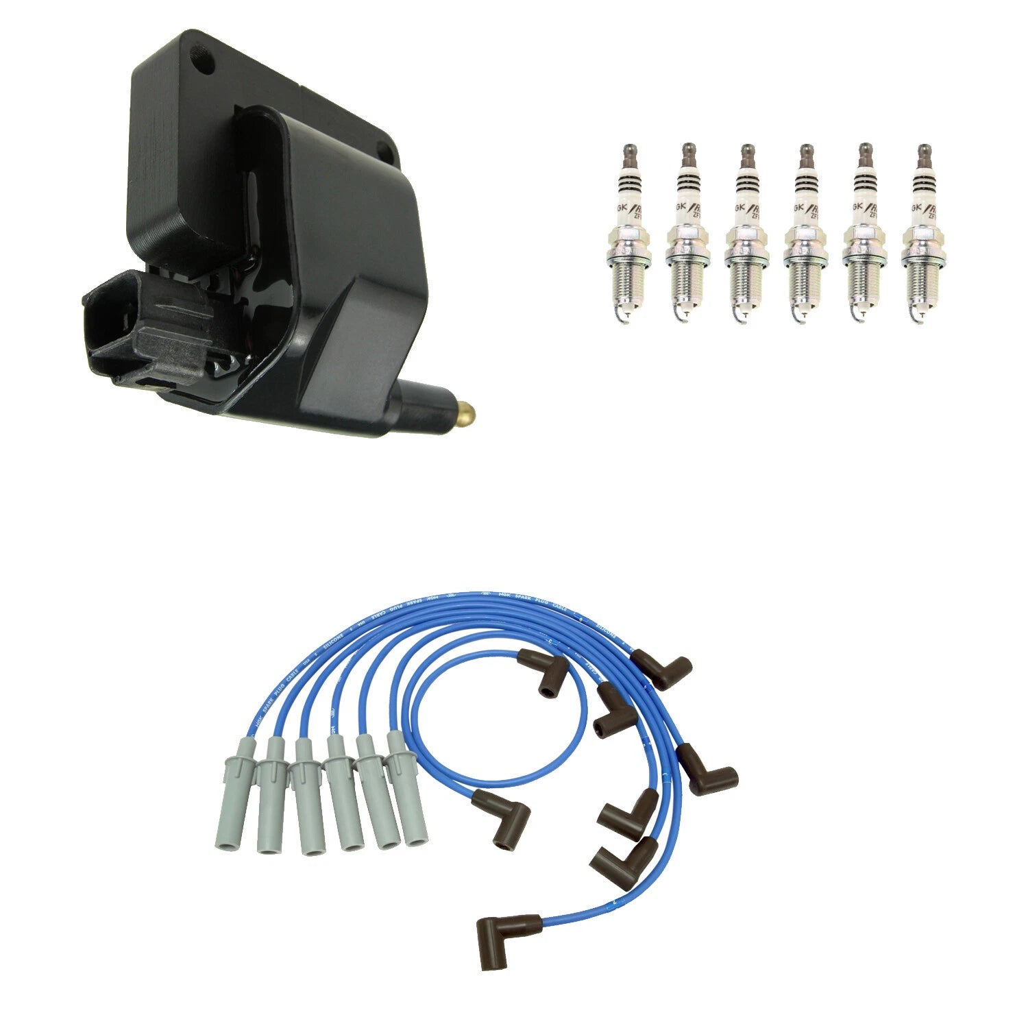 Set of 6 NGK Ignition Coil Wires & Iridium Spark Plugs for Dakota Ram 1500 (1997–2004)