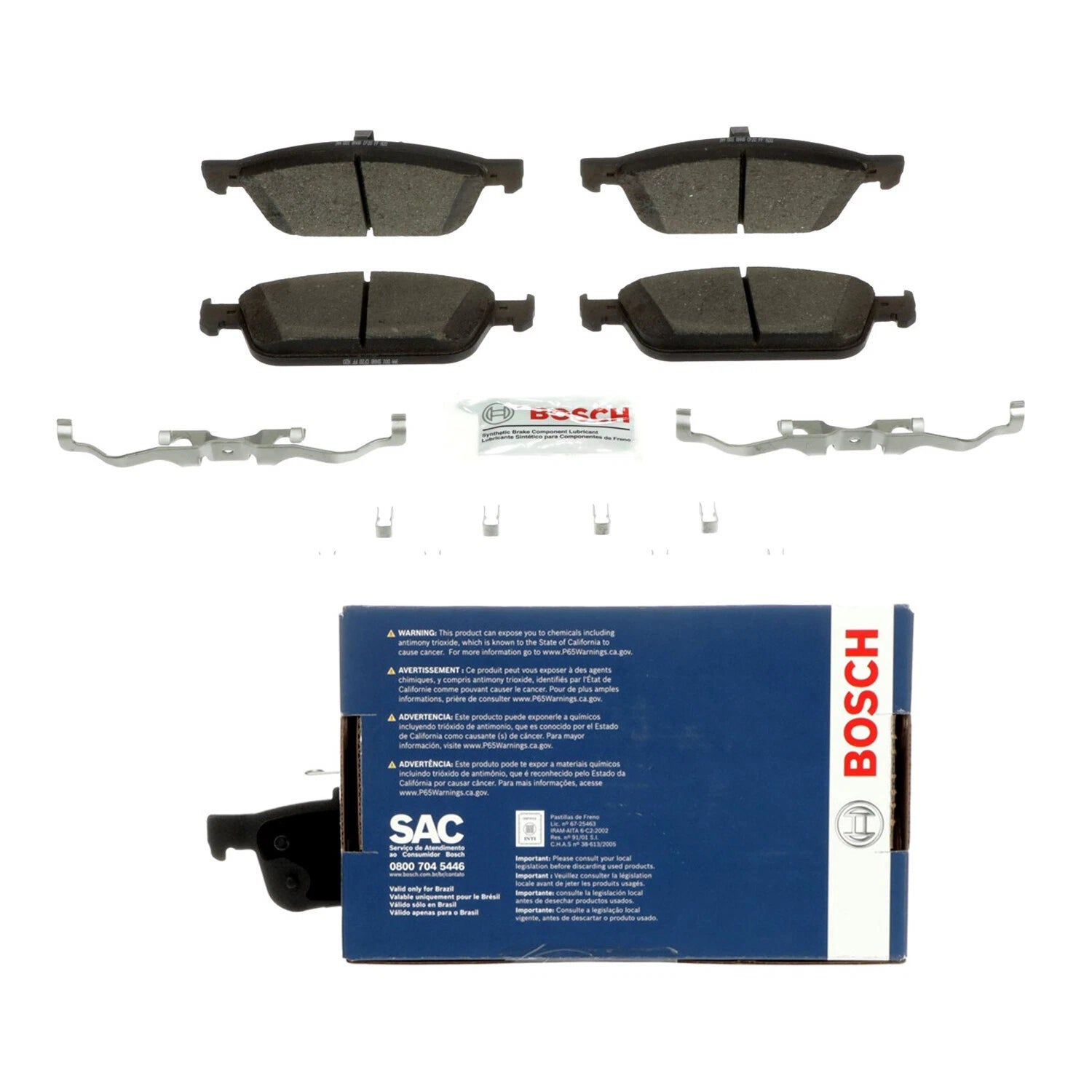 Set of 4 Bosch Blue Ceramic Disc Brake Pads for Ford Escape, Lincoln MKC