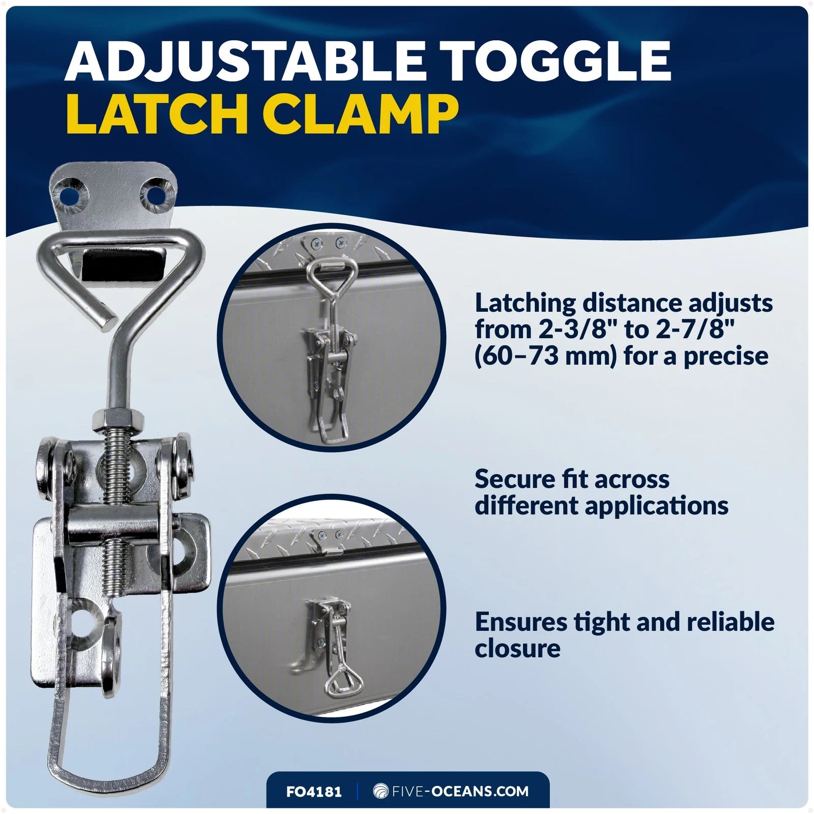Anti-Rattle Latch Fastener Clamp for Five Oceans Marine Locker Hatch (FO4181)