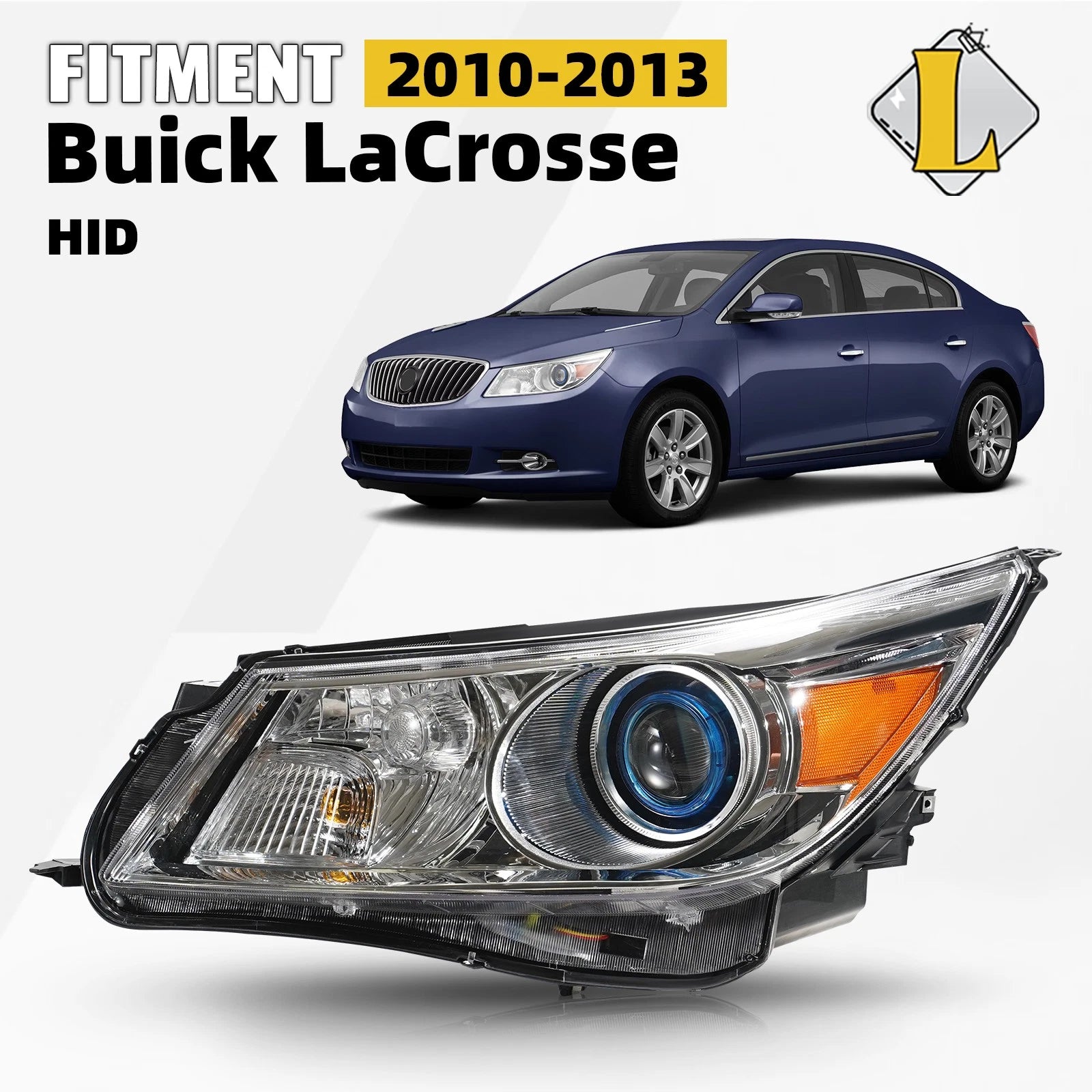 HID Xenon Headlight for Buick Lacrosse (2010–2013) - Driver, Blue Projector Cover