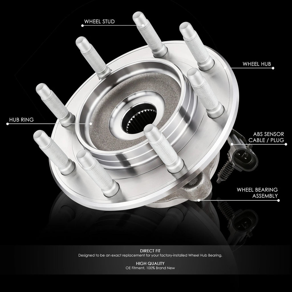Front Wheel Bearing & Hub w/ ABS for Avalanche Silverado Sierra Yukon XL (2001–2007)