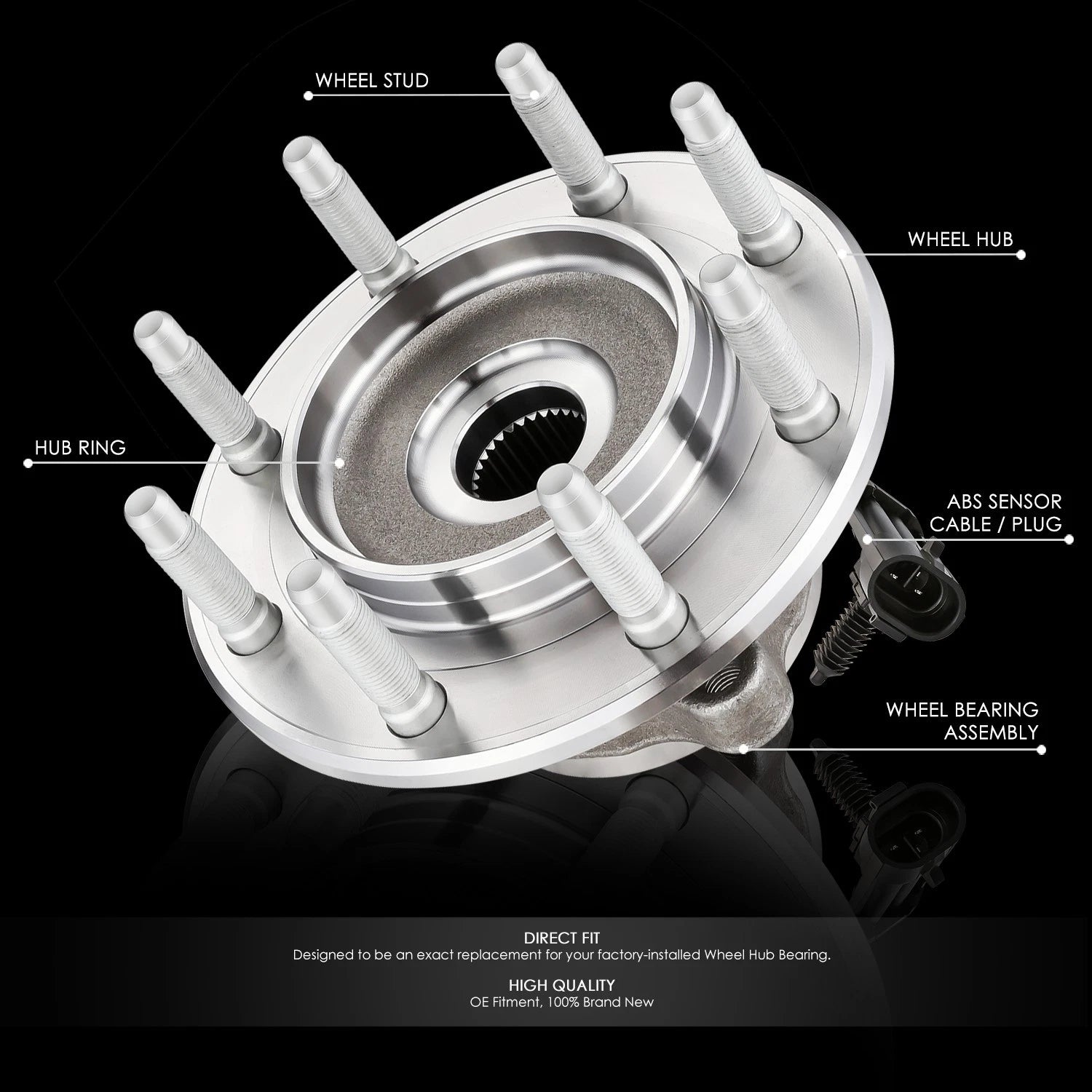 Front Wheel Bearing & Hub w/ ABS for Avalanche Silverado Sierra Yukon XL (2001–2007)