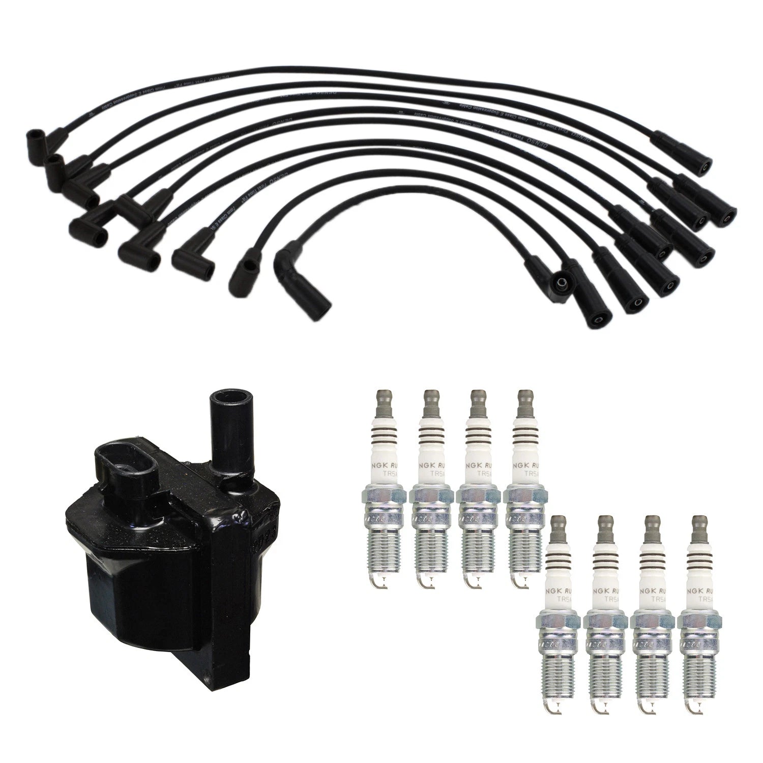 Set of 8 Denso Ignition Coil Wires & NGK Ruthenium Spark Plugs for C1500 C2500
