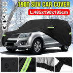Full Car Cover for SUV (191"x74"x73") 190T Black Waterproof Reflective Strip