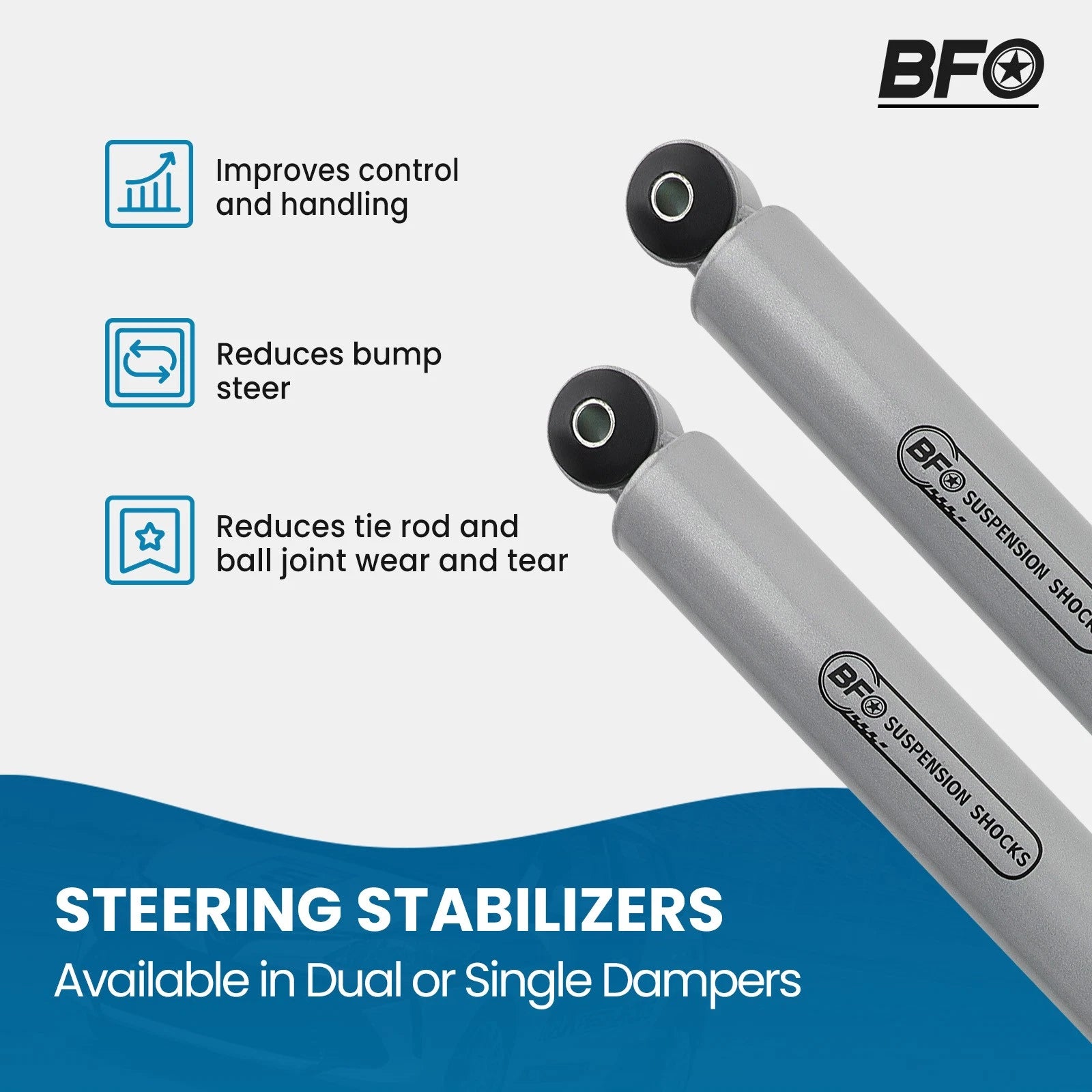 Dual Steering Stabilizer for Ford F-250 F-350 Super Duty 4WD (2005–2022)