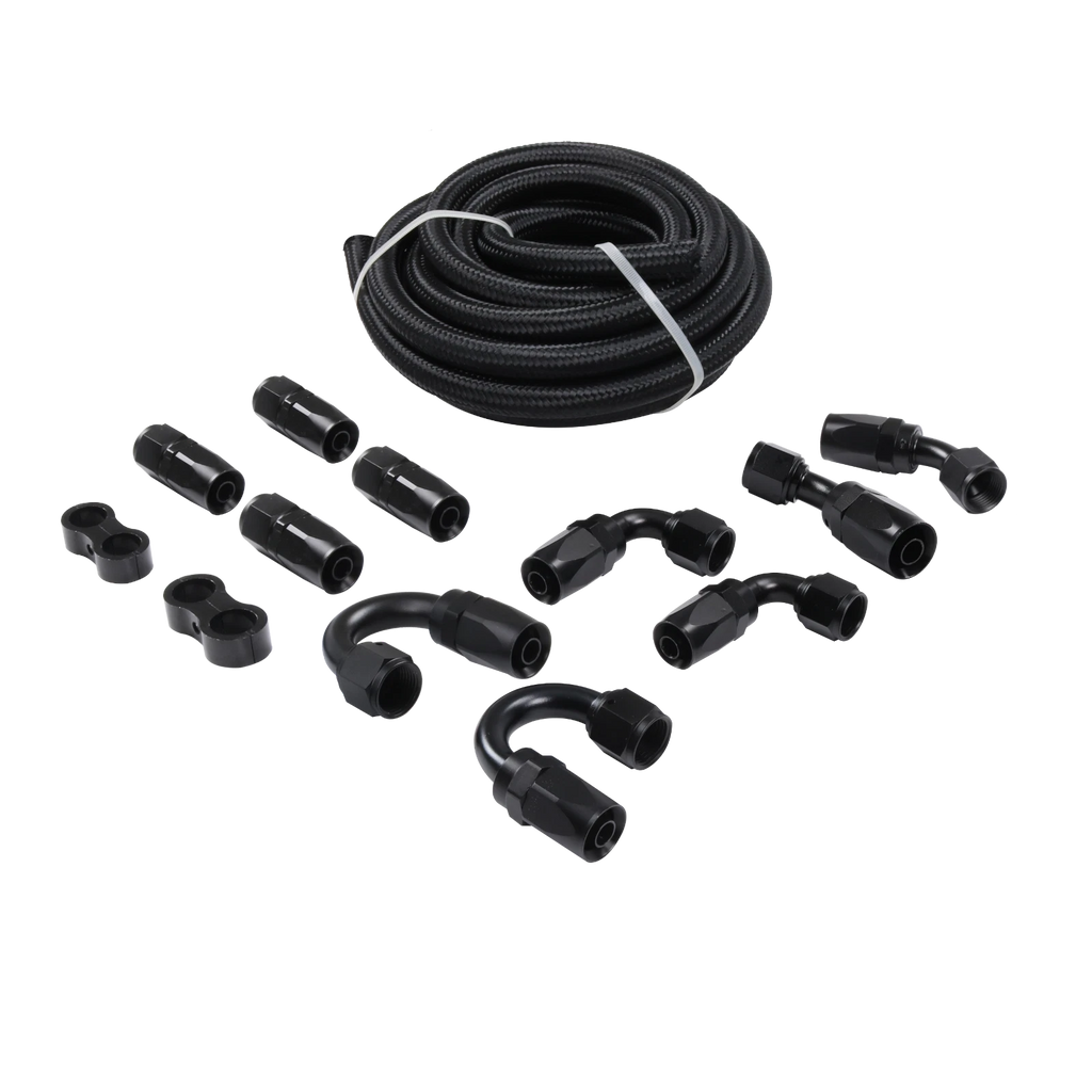 20FT 8AN Nylon Braided Fuel Line Kit with Hose Fittings for Automotive