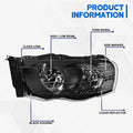 Headlights Lamp Black Housing Clear Corner for Dodge Ram 1500 2500 3500 (2002–2005)