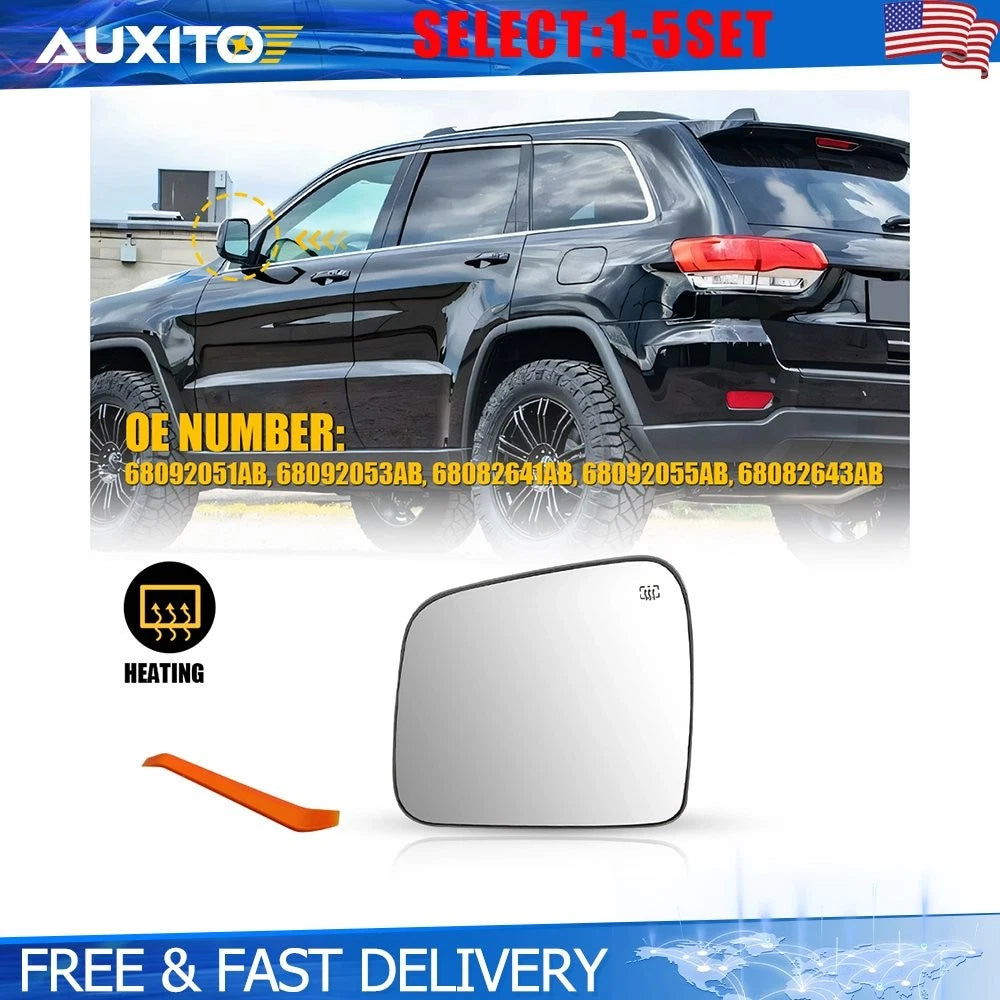 Heated Mirror Glass Left Side for Dodge Durango, Jeep Grand Cherokee (2011–2022)