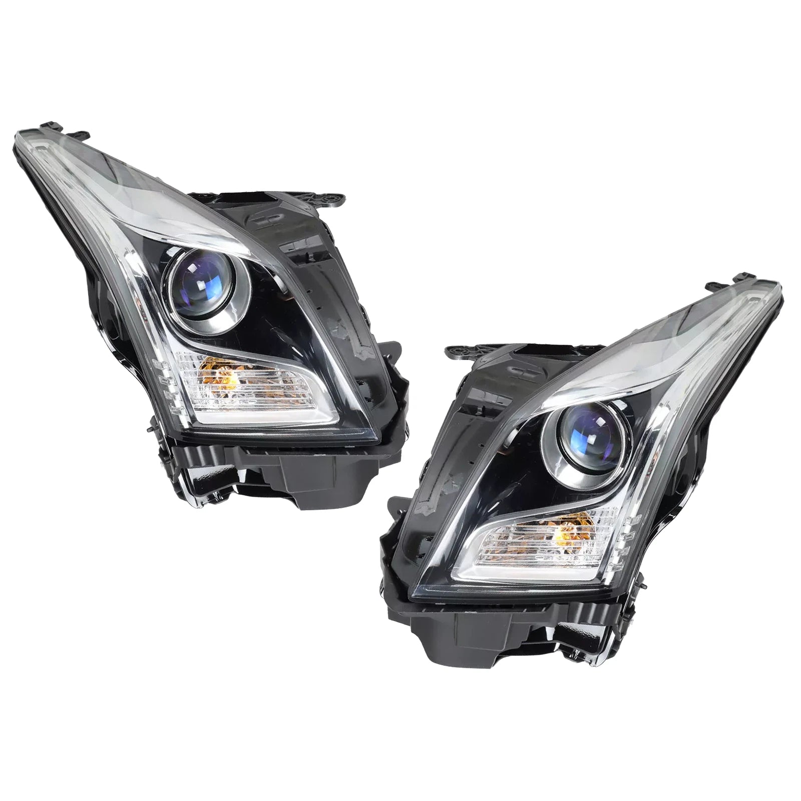 Set of 2 Halogen Headlights for Cadillac ATS (2013–2018) Chrome Housing
