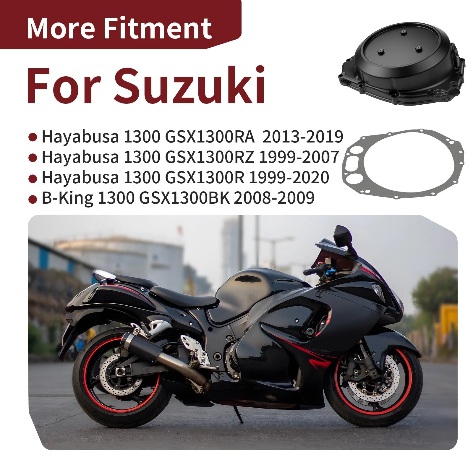 Right Engine Clutch Cover with Gasket for Suzuki Hayabusa GSX1300R (1999–2020)