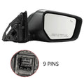 Right Side Mirror for Chevy Impala (2014–2020) with BSD, Turn Signal, Black, 9 Pins