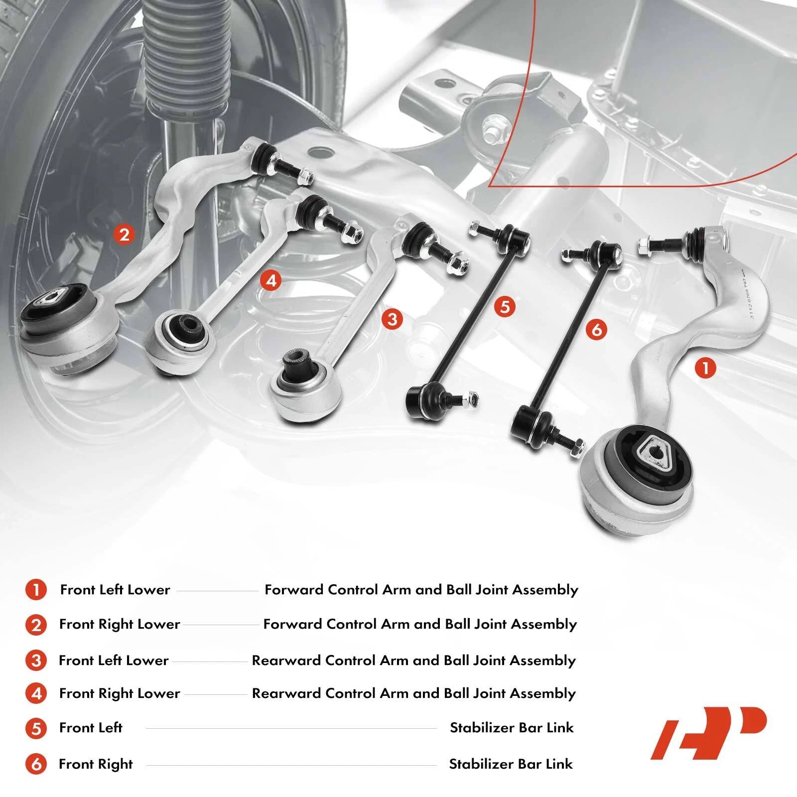 8x Wheel Bearing Control Arm Ball Joint Kit for BMW 128i 135i 323i 325i (2008–2013)