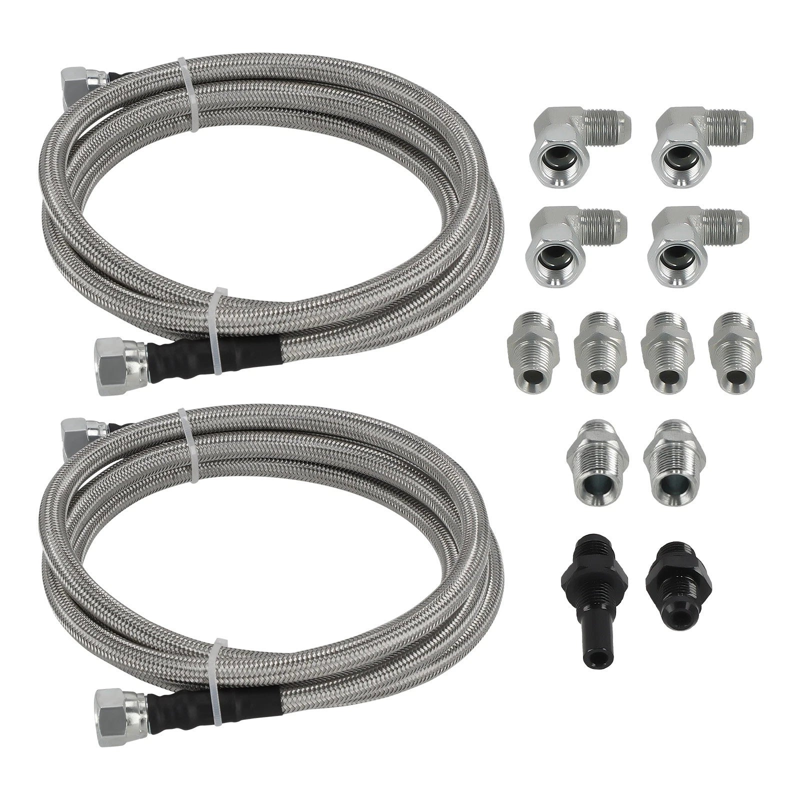6AN Braided Transmission Cooler Lines Kit for Ford AOD 4R100 (1990–2003) OFK19-70-SS