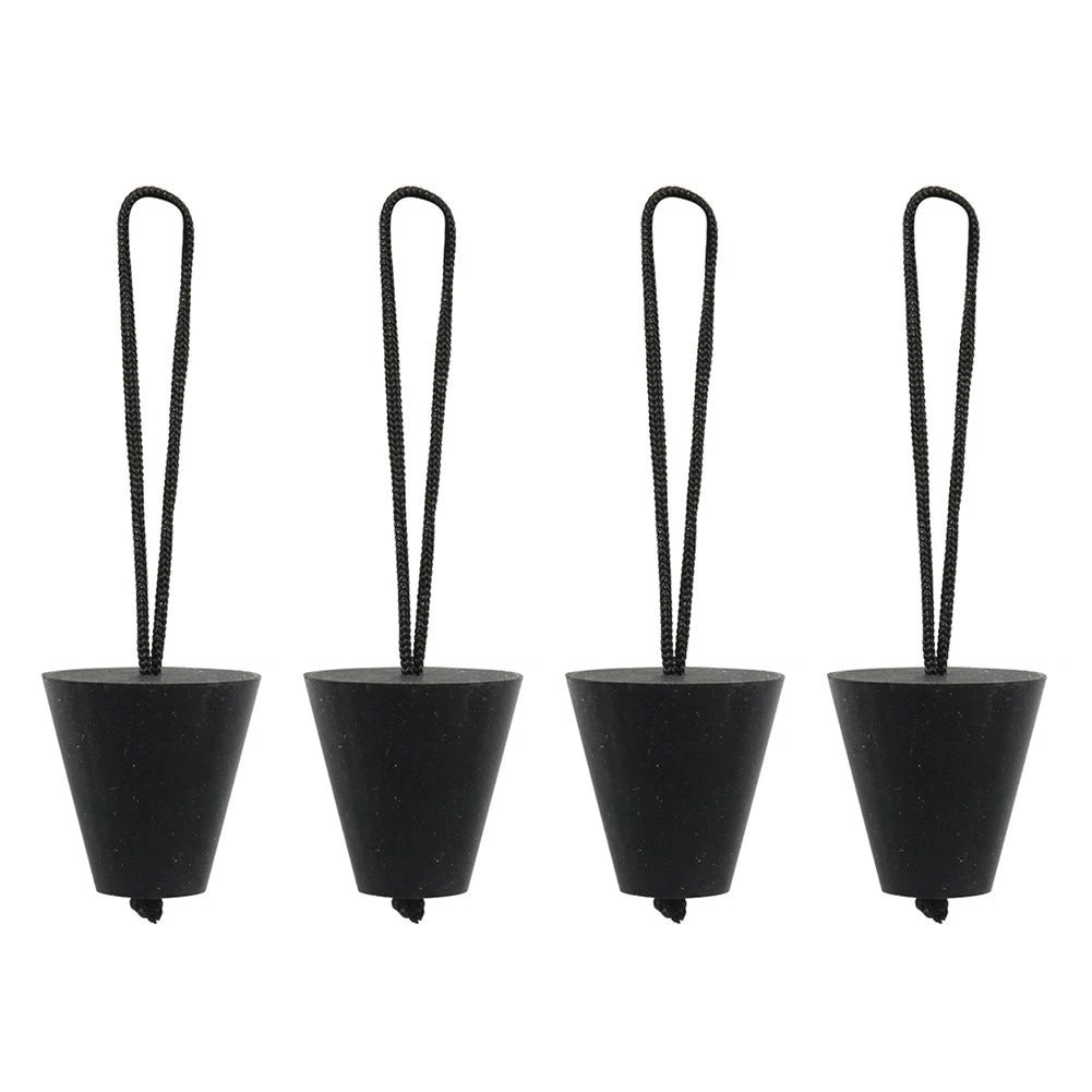 Set of 4 Scupper Plugs for Kayaks (3/4" to 1.5" Holes) Black