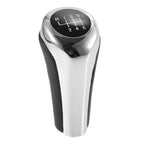 6 Speed Manual Shift Knob Head for BMW X1 E84 Faux Leather Black Silver Tone