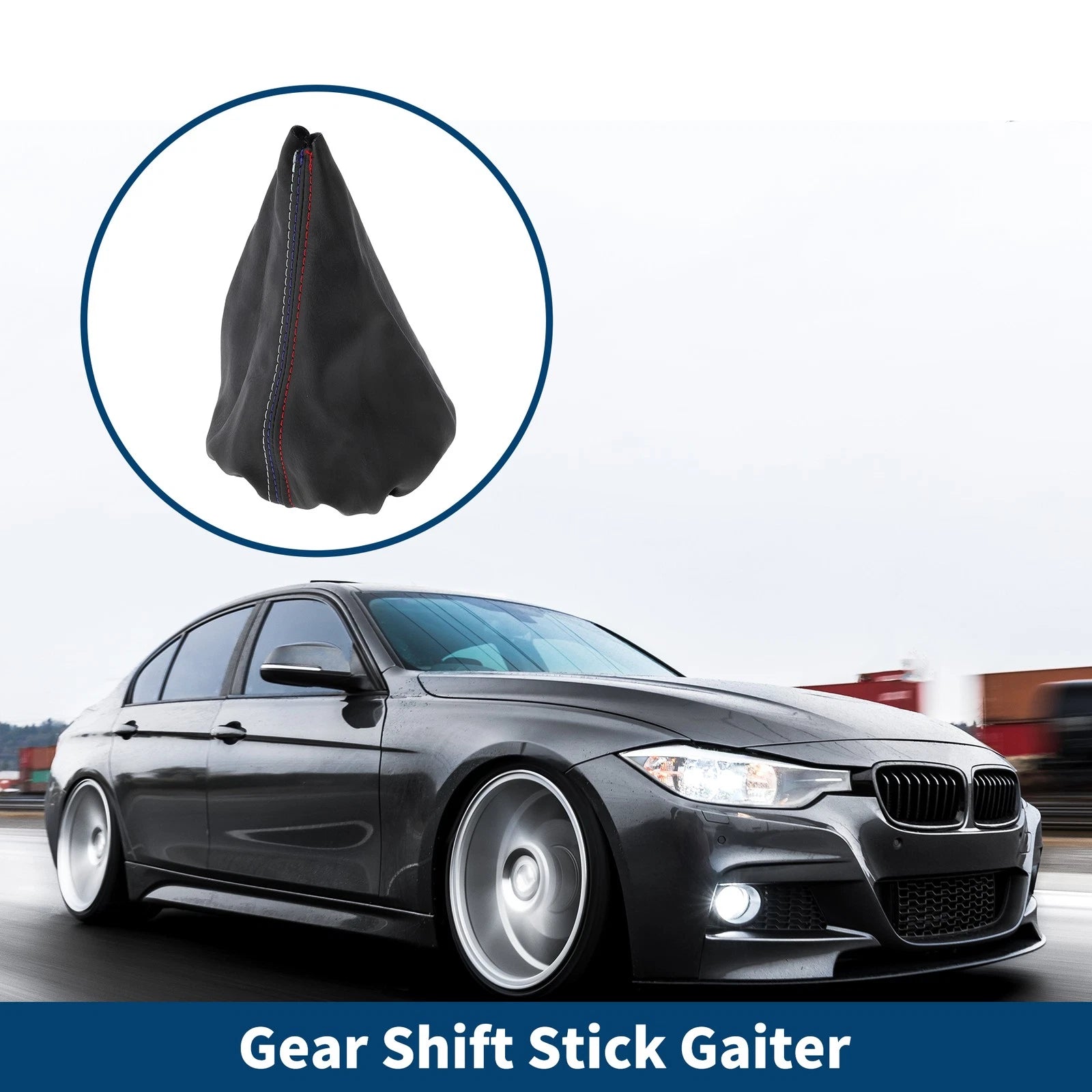 Gear Shift Stick Gaiter for BMW E30 (1982–1994) - Black Leather, 3 Color Lines
