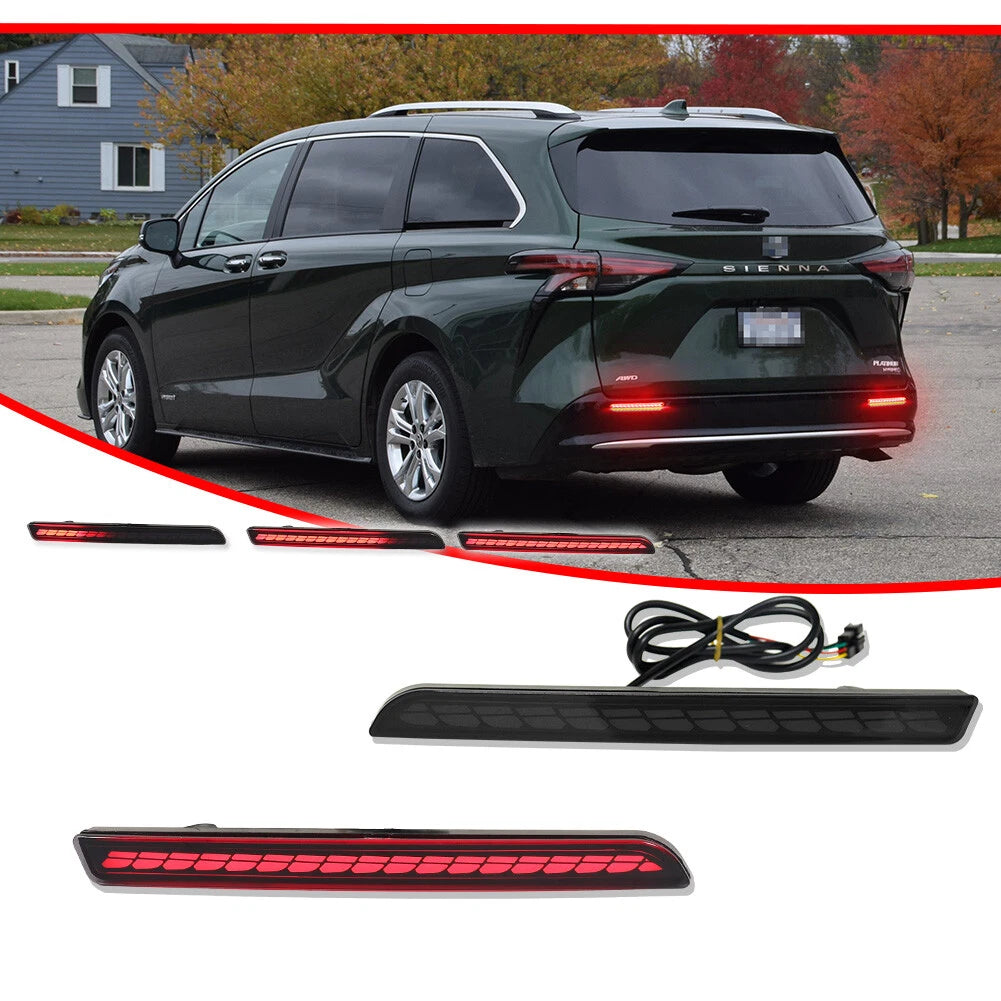 Smoke Red LED Rear Bumper Fog Brake Signal Light for Toyota Sienna (2021–2026)
