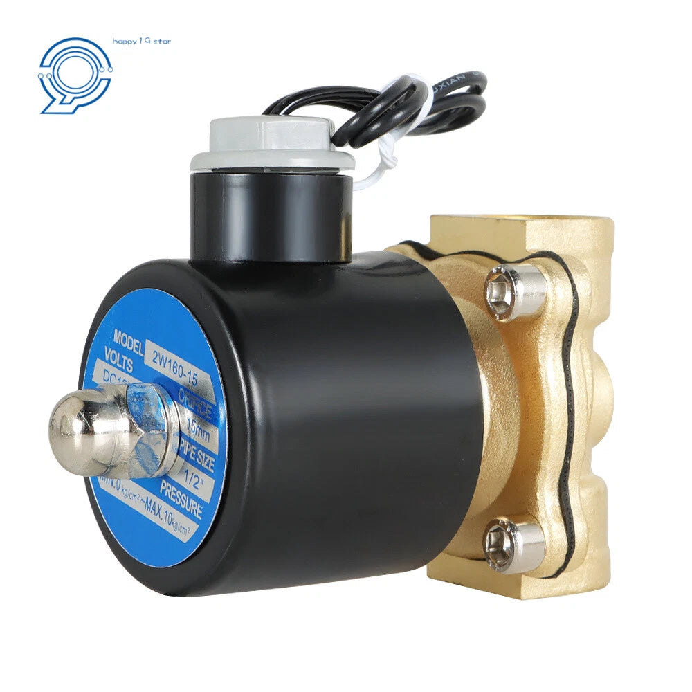 Solenoid Valve for Gas Water Air (12V DC, 1/2 In)