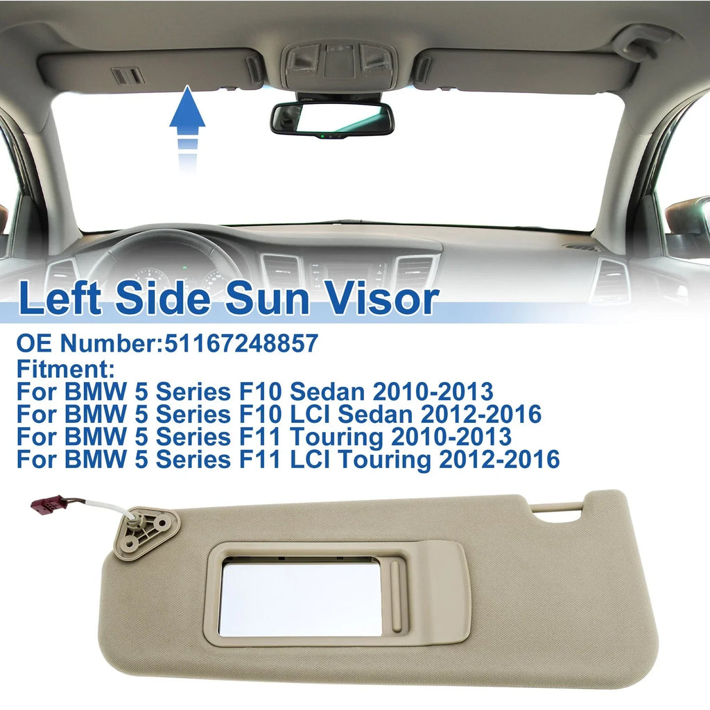 Left Side Sun Visor for BMW 5 Series F10 Sedan Beige