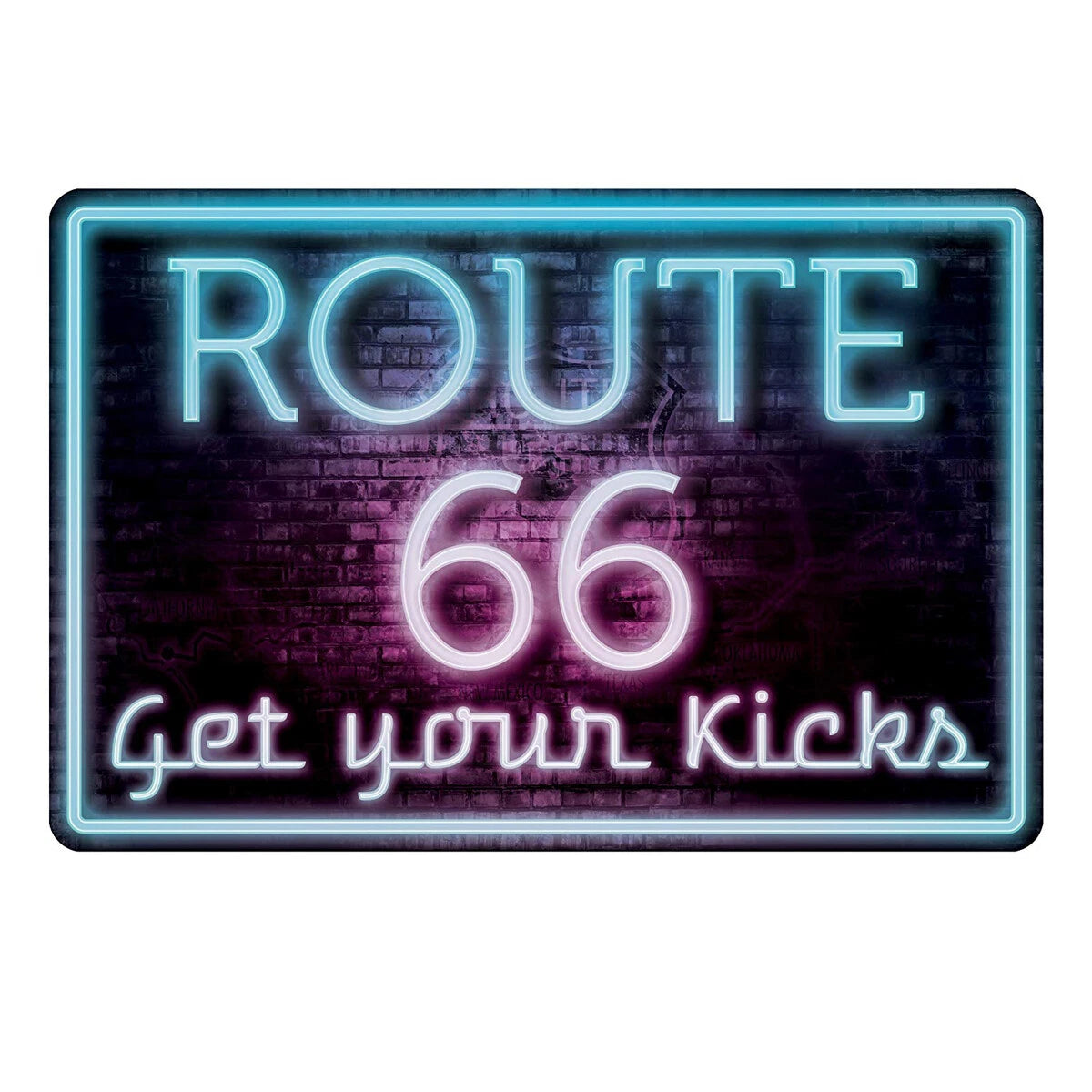 Route 66 Embossed Nostalgia Tin Sign Decor 8 x 12