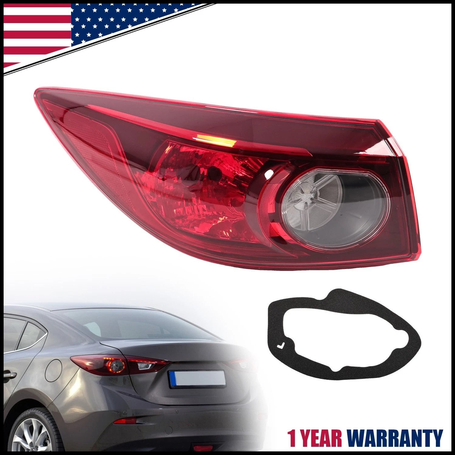Driver Side Tail Light Assembly for Mazda 3 (2014–2018) L/R LED