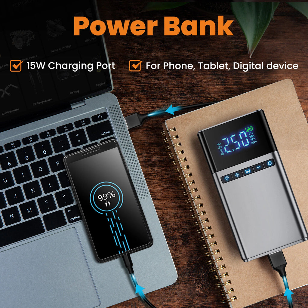 Portable Battery Booster with Air Pump and LED Light for Automotive