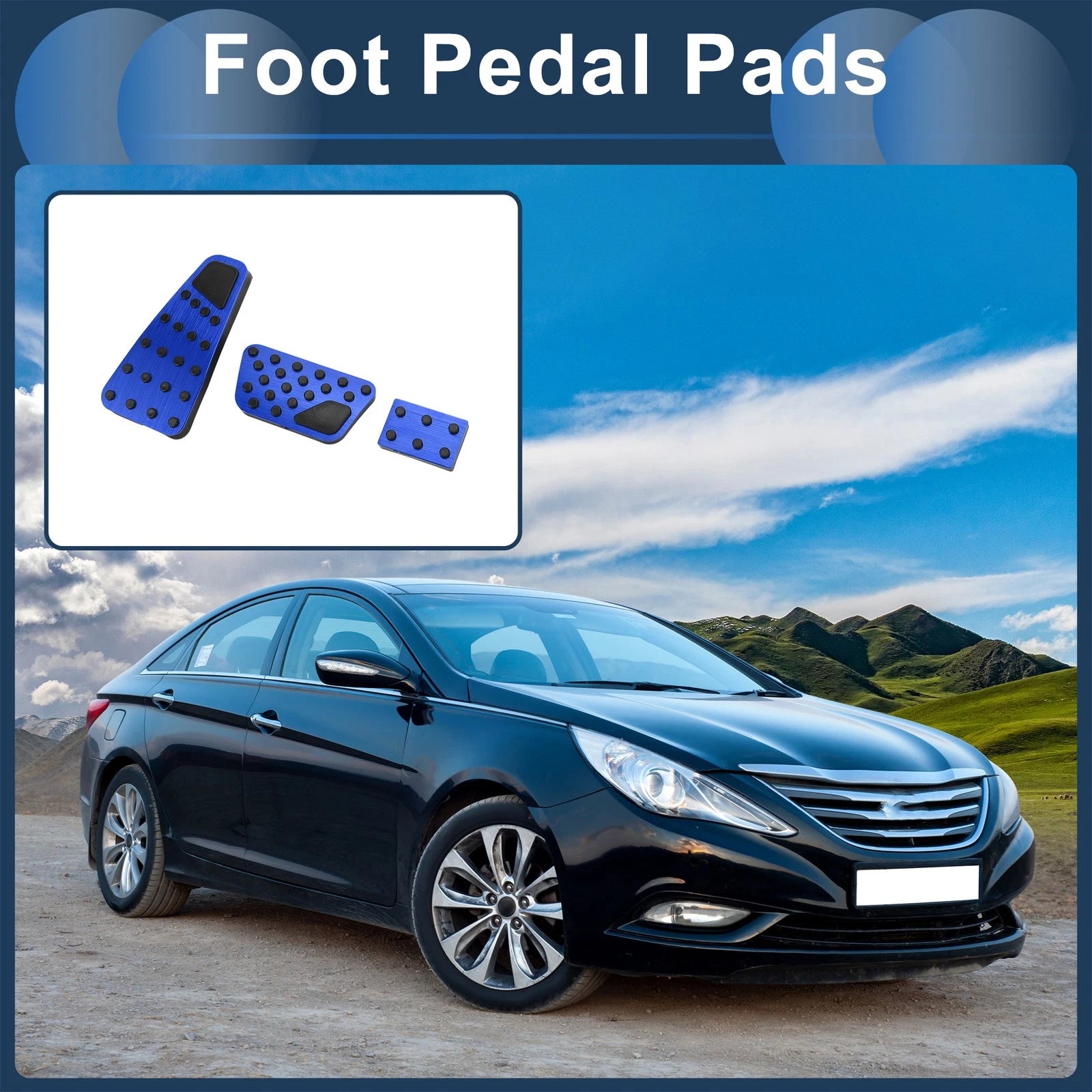 Set of 2 Automatic Foot Accelerator Pedal Covers for Dodge RAM 1500 (2010–2018) Blue